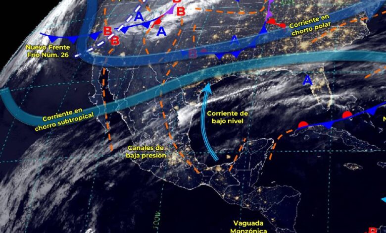 Llega nuevo frente frío sobre el noroeste y norte de México
