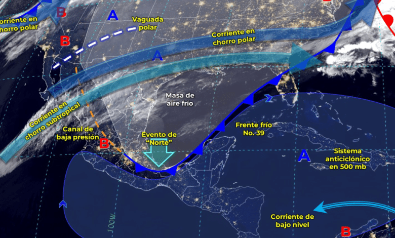 Alerta por lluvias Frente Frío 39 golpea Chiapas, Veracruz y Tabasco