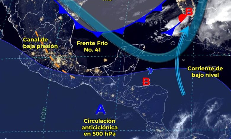 Frente frío No. 41 que recorrerá el Golfo de México y la Península de Yucatán