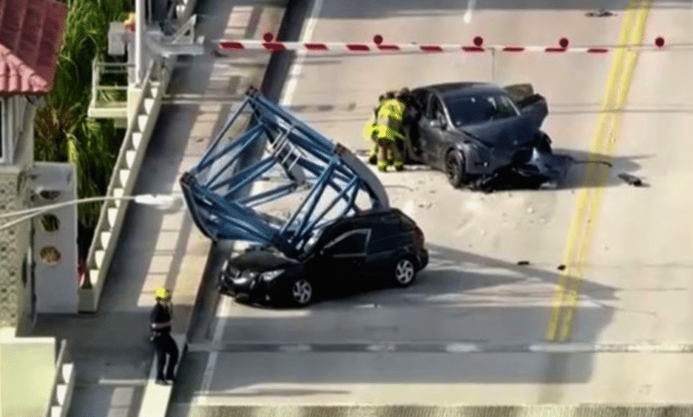 Cae parte de una grúa en puente de Florida y deja un muerto