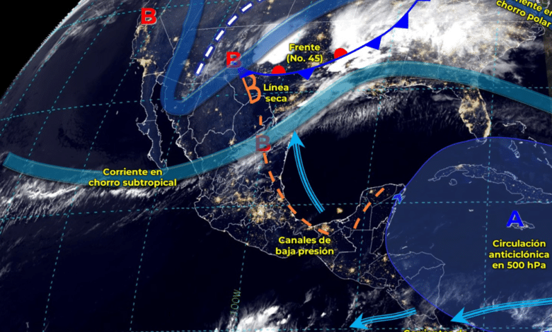 Frente Frío 45 se extenderá por el norte del país; se espersn rachas de viento fuertes