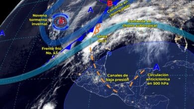 Frente frío 43 ocasionará lluvias en la mayor parte de México