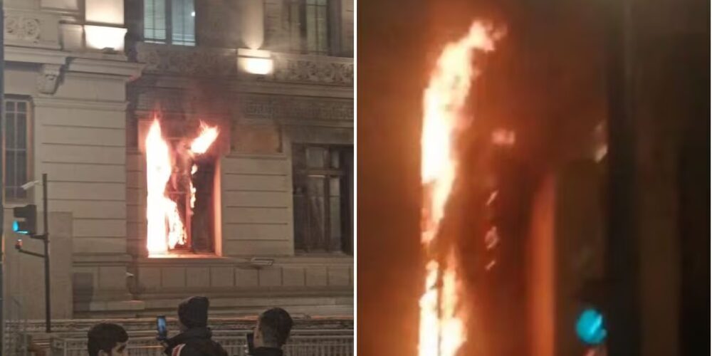 Incendio afecta al Palacio de los Tribunales en Chile