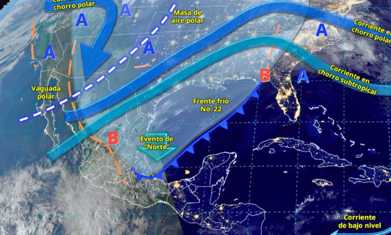 Frente Frío No. 22 y Vaguada Polar traerán frío extremo, vientos fuertes y lluvias al país