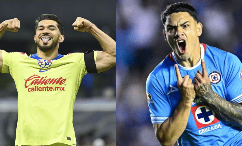 Imagen editada de jugador de futbol del america y jugador de futbol del cruz azul