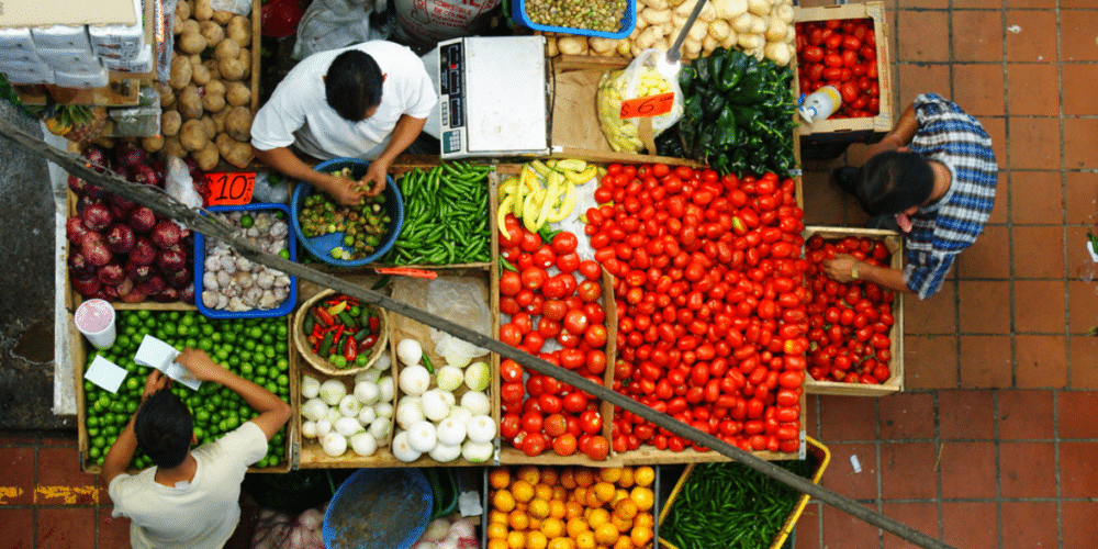 Imagen de mercado visto desde angulo alto